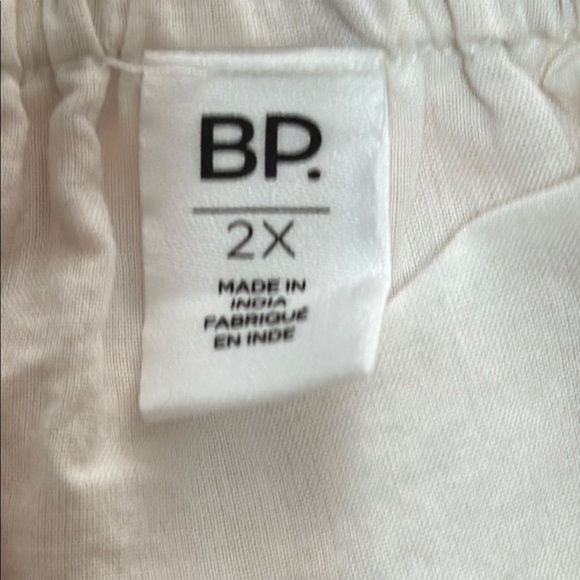 NWT BP Tan and White Puff Sleeve Smocked Blouse - Picture 3 of 5